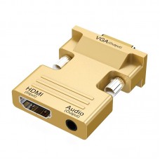 HDMI Female To VGA Male With Audio Adapter Computer Monitor TV Projector Converter  Gold